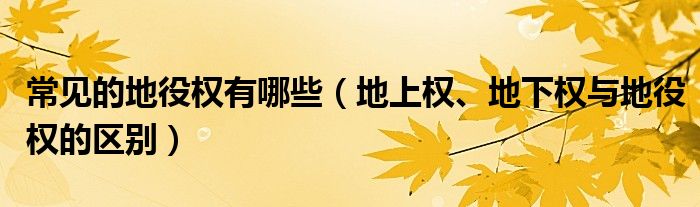 常见的地役权有哪些（地上权、地下权与地役权的区别）