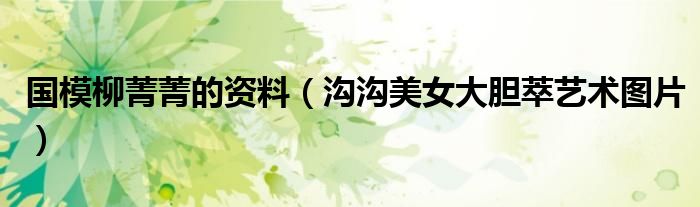 国模柳菁菁的资料（沟沟美女大胆萃艺术图片）