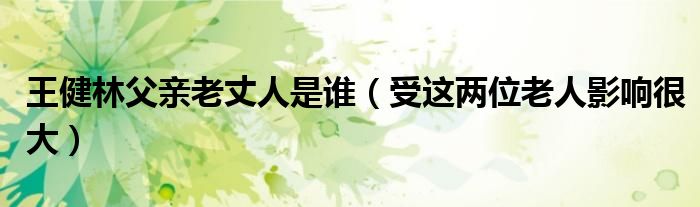 王健林父亲老丈人是谁（受这两位老人影响很大）