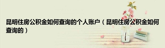 昆明住房公积金如何查询的个人账户（昆明住房公积金如何查询的）