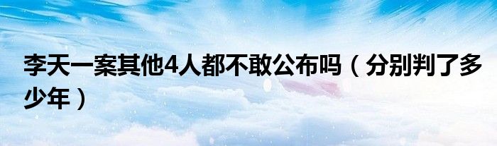 李天一案其他4人都不敢公布吗（分别判了多少年）