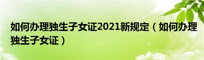 如何办理独生子女证2021新规定（如何办理独生子女证）