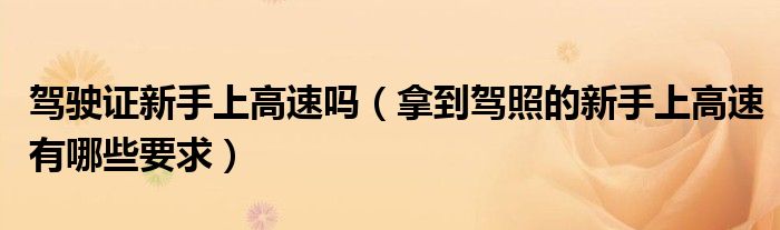 驾驶证新手上高速吗（拿到驾照的新手上高速有哪些要求）
