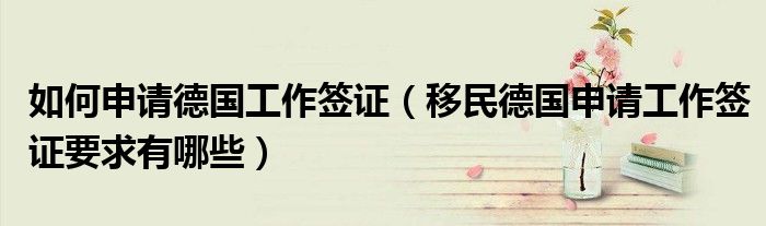 如何申请德国工作签证（移民德国申请工作签证要求有哪些）