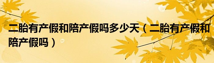 二胎有产假和陪产假吗多少天（二胎有产假和陪产假吗）