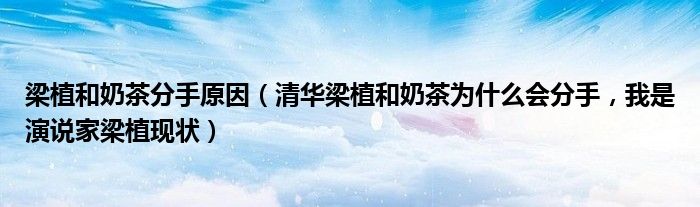 梁植和奶茶分手原因（清华梁植和奶茶为什么会分手，我是演说家梁植现状）