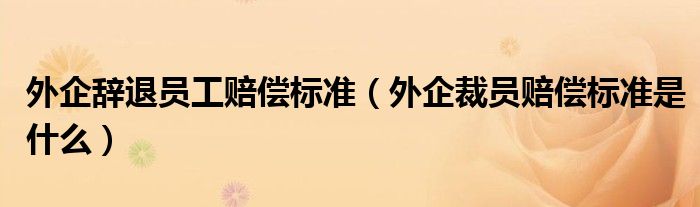 外企辞退员工赔偿标准（外企裁员赔偿标准是什么）