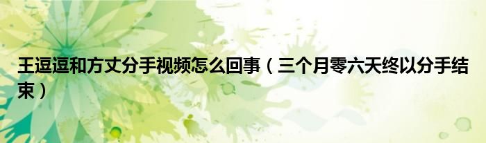 王逗逗和方丈分手视频怎么回事（三个月零六天终以分手结束）