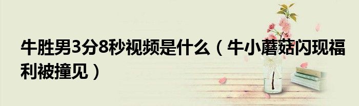 牛胜男3分8秒视频是什么（牛小蘑菇闪现福利被撞见）