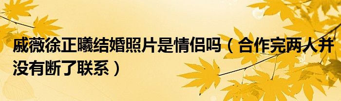 戚薇徐正曦结婚照片是情侣吗（合作完两人并没有断了联系）
