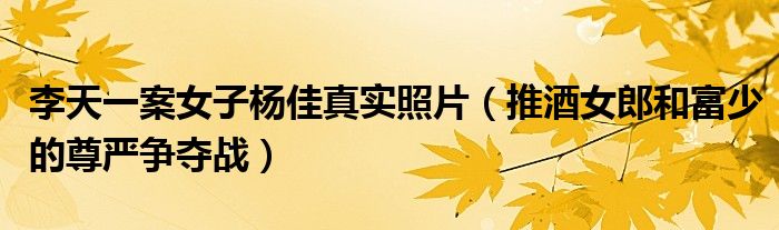 李天一案女子杨佳真实照片（推酒女郎和富少的尊严争夺战）