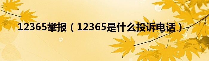 12365举报（12365是什么投诉电话）