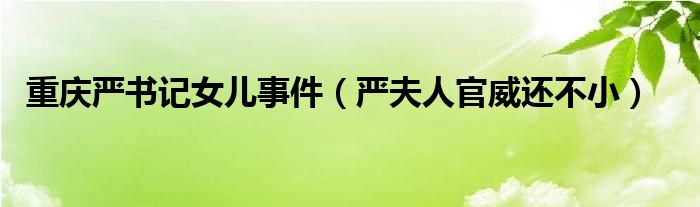 重庆严书记女儿事件（严夫人官威还不小）