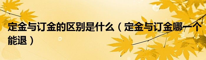 定金与订金的区别是什么（定金与订金哪一个能退）