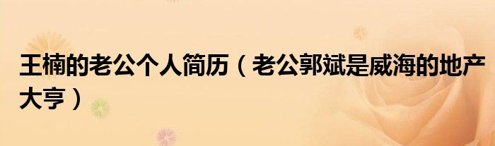王楠的老公个人简历（老公郭斌是威海的地产大亨）