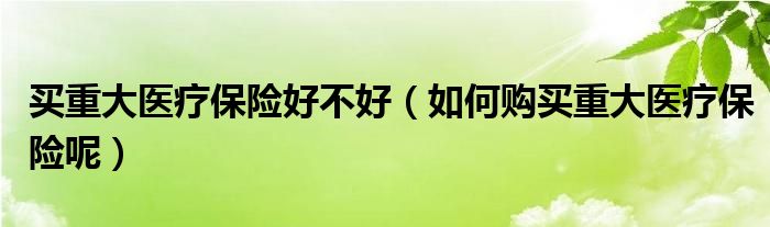 买重大医疗保险好不好（如何购买重大医疗保险呢）