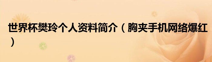 世界杯樊玲个人资料简介（胸夹手机网络爆红）