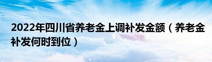 2022年四川省养老金上调补发金额（养老金补发何时到位）