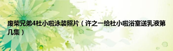 废柴兄弟4杜小啦泳装照片（许之一给杜小啦浴室送乳液第几集）