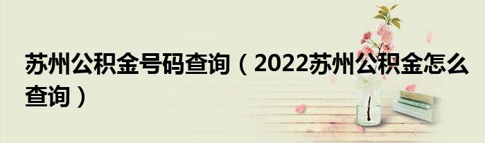 苏州公积金号码查询（2022苏州公积金怎么查询）
