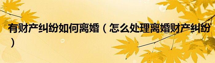 有财产纠纷如何离婚（怎么处理离婚财产纠纷）