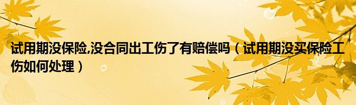 试用期没保险,没合同出工伤了有赔偿吗（试用期没买保险工伤如何处理）