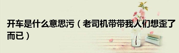 开车是什么意思污（老司机带带我人们想歪了而已）