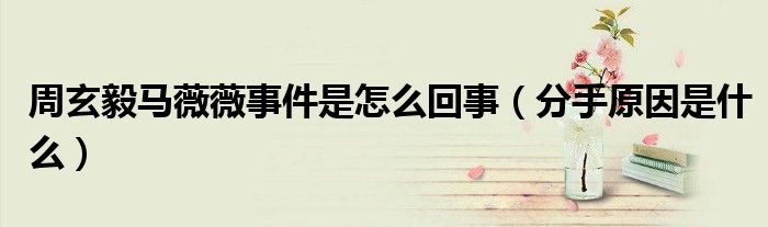 周玄毅马薇薇事件是怎么回事（分手原因是什么）
