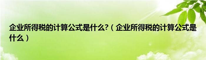 企业所得税的计算公式是什么?（企业所得税的计算公式是什么）