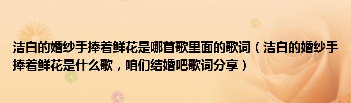 洁白的婚纱手捧着鲜花是哪首歌里面的歌词（洁白的婚纱手捧着鲜花是什么歌，咱们结婚吧歌词分享）