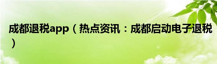 成都退税app（热点资讯：成都启动电子退税）