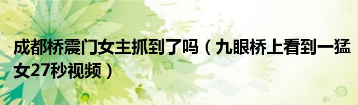 成都桥震门女主抓到了吗（九眼桥上看到一猛女27秒视频）