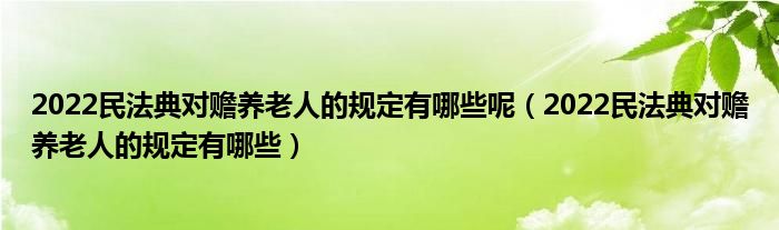 2022民法典对赡养老人的规定有哪些呢（2022民法典对赡养老人的规定有哪些）
