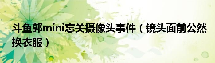 斗鱼郭mini忘关摄像头事件（镜头面前公然换衣服）