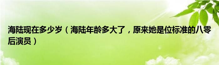 海陆现在多少岁（海陆年龄多大了，原来她是位标准的八零后演员）