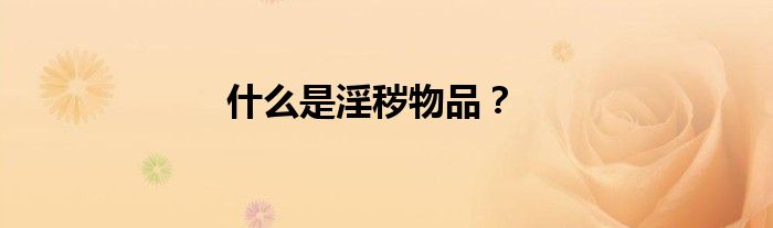 什么是淫秽物品？