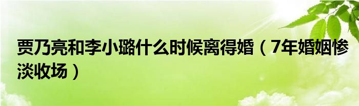 贾乃亮和李小璐什么时候离得婚（7年婚姻惨淡收场）