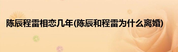 陈辰程雷相恋几年(陈辰和程雷为什么离婚)