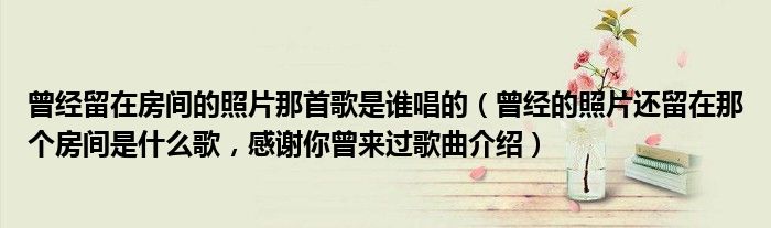 曾经留在房间的照片那首歌是谁唱的（曾经的照片还留在那个房间是什么歌，感谢你曾来过歌曲介绍）