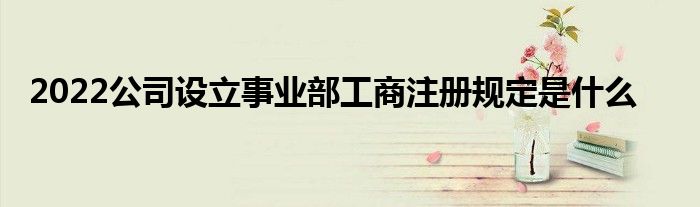 2022公司设立事业部工商注册规定是什么