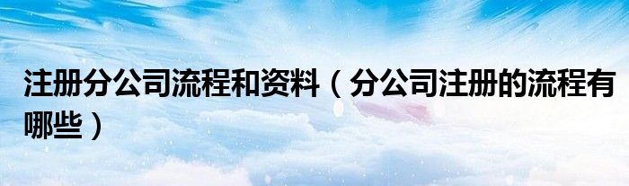 注册分公司流程和资料（分公司注册的流程有哪些）
