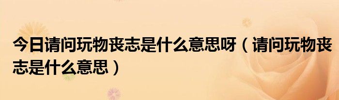 精美的玩物丧志什么意思的图像