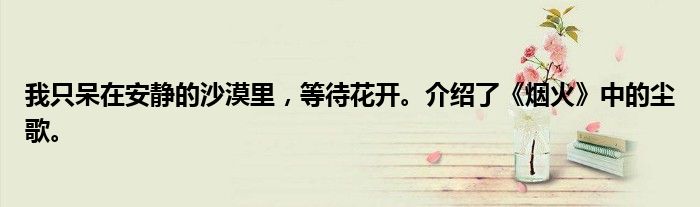 我只呆在安静的沙漠里，等待花开。介绍了《烟火》中的尘歌。