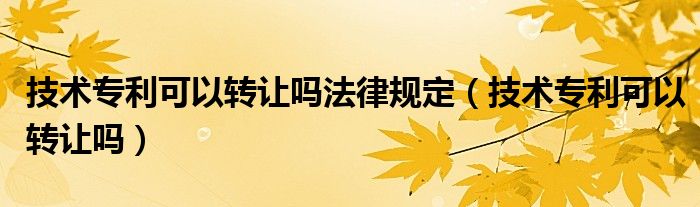 技术专利可以转让吗法律规定（技术专利可以转让吗）