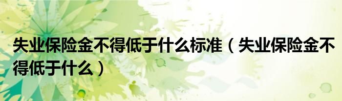 失业保险金不得低于什么标准（失业保险金不得低于什么）