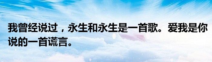 我曾经说过，永生和永生是一首歌。爱我是你说的一首谎言。