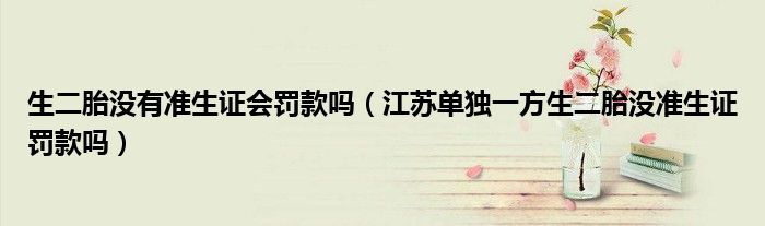 生二胎没有准生证会罚款吗（江苏单独一方生二胎没准生证罚款吗）