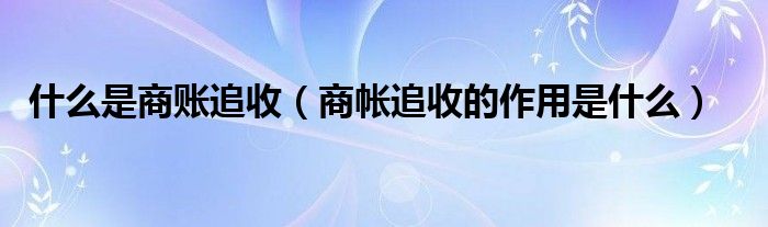 什么是商账追收（商帐追收的作用是什么）