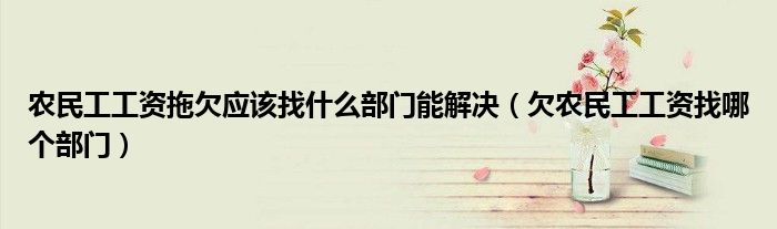 农民工工资拖欠应该找什么部门能解决（欠农民工工资找哪个部门）