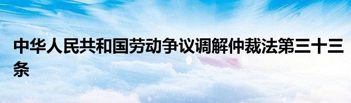 中华人民共和国劳动争议调解仲裁法第三十三条